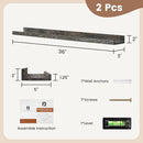 36 Inches Floating Shelves for Wall, Solid Pine Wood Picture Ledge Shelves, Wall Shelves with Lips, Nursery Book Shelves for Toys Storage Living Room Bedroom Photo Frames (2 Pcs, Grey) by TinyTreasures Baby Boutique