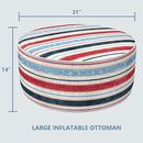 LVTXIII Outdoor Inflatable Ottoman, Fade-Resistant Round Footrest Stool D31”x H14”, Portable Patio Pouf for Garden Camping or Home Use, Stripe Red Blue by CozyNest Decor