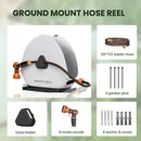 Giraffe Tools Ground Mounted Retractable Hose Reel 1/2 Inch x 130FT, Heavy Duty Automatic Rewind Garden Hose Reel, with Flexible Swivel Base for Lawn, Concrete Floor by GreenHaven Gardens