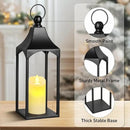 Eufrozy Lanterns Decorative Outdoor Indoor Set of 2 Black Metal Candle Lanterns with Flameless Candle, Modern Farmhouse Lantern Decor for Porch Patio Fireplace Mantle Kitchen Table Christmas Gifts by CozyNest Decor