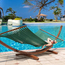Lazy Daze Hammocks 10.5 FT Double 2 Person Caribbean Rope Hammock, Hand Woven Polyester Hammock with Spreader Bars, for Outside Outdoor Backyard Patio Poolside,450 LBS Capacity, Green by GreenHaven Gardens