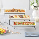 MALACASA 3 Tier Serving Tray, Porcelain Tiered Cupcake Stand, Ceramic Elevated Serving Platter with Collapsible Sturdier Rack,Series PLAT (White, 14 Inch) by CozyNest Decor
