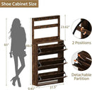Shoe Cabinet with 3 Flip Drawers, Narrow Shoe Cabinet with 9 Hooks Coat Rack, Freestanding Shoes Storage Cabinets with Adjustable Shelves for Entryway, Hallway, Living Room, Rustic Brown by CozyNest Decor