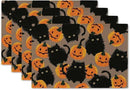 Halloween Placemats Cat Pumpkin Set of 4 Table Mats Seasonal Cute Home Party Kitchen Dining Table Decorations by CozyNest Decor