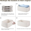 3 Pack Small Storage Baskets for Organizing, Cute Woven Decorative Gift Baskets for Shelves, Mini Closet Organizer Bins with Handles-13''Lx8.66''Wx5.11''H-White by CozyNest Decor