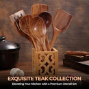 AIUHI Nonstick Natural Wooden Kitchen Utensils Set, Smooth Finish Teak Wood Spoons for Cooking, Comfortable Grip Spatula for Elaborate Cooking 6Pcs by CozyNest Decor