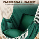 Chihee Hammock Chair Hanging Swing 2 Pillows Included,Strong Webbing Straps and Hooks for Easy Hanging Soft Cotton Hanging Chair Side Pocket Tassel Chair Comfort Indoor Outdoor by GreenHaven Gardens