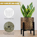 Harvest Land Plant Pots with Stand, Set of 2 Large Modern Planters Metal Tall Handmade Flower Pots with Drainage Holes Indoor Outdoor,Bronze by CozyNest Decor