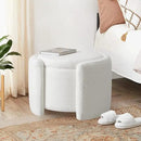 Furniliving Upholstered Button Tufted Round Ottoman, Ottoman with Storage, Teddy Footrest Stool, Removable Lid Convenient Footstools, Bedroom Ottomans with Storage for Vanity, Living Room, White by CozyNest Decor