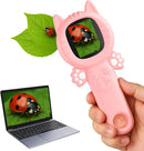 2-in-1 Microscope Camera for Kids, Mini Handheld Microscope Supporting Multiple Viewing Angles, Outdoor Educational Science Adventure Toys, Birthday Gifts for 3-10 Years Old Girls, Pink Cat by TinyTreasures Baby Boutique