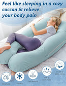 Meiz Pregnancy Pillow, Cooling Pregnancy Pillows for Sleeping, Maternity Pillow for Pregnant Women, Pregnancy Body Pillow with Cooling Jersey Cover, Green by TinyTreasures Baby Boutique