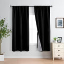XWZO 100% Blackout Window Curtains - Thermal Insulated & Noise Reduction Black Liner Rod Pocket Window Treatment Sewn with Tiebacks for Bedroom/Living Room, Black, W42 x L63, Set of 2 by TinyTreasures Baby Boutique