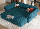 Belffin Modular Sectional Sleeper Sofa Couch with Storage Ottoman Convertible Sectional Couches for Living Room Terry Reversible Chaise. Peacock Blue Sofa by CozyNest Decor