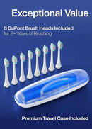 Aquasonic Vibe Series Ultra-Whitening Toothbrush – ADA Accepted Electric Toothbrush - 8 Brush Heads & Travel Case – 40,000 VPM Motor & Wireless Charging - 4 Modes w Smart Timer – Sapphire Blue by CozyNest Decor
