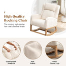 Rocking Chair Nursery, Nursing Rocking Chairs for Mom Nursery, Comfy Wingback Glider Rocking Armchair with Foot Rest and Side Pocket for Nursery Living Room Bedroom, Beige by TinyTreasures Baby Boutique