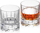 KAMMAK Crystal Whiskey Glasses Set of 2, Luxury 7.78oz Old Fashioned Glasses Stemless, Hand Blown Cocktail Glasses, Handcrafted Engraved Scotch Cup for Women, Men Gift for Bourbon Barware by CozyNest Decor
