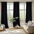 MIULEE Black Blackout Curtains for Bedroom Living Room 96 Inches Long 2 Panels, Thermal Insulated Room Darkening Drapes Solid Grommet Top Noise Reduction Light Blocking Halloween Window Treatments by TinyTreasures Baby Boutique