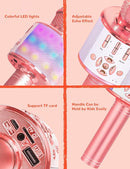 Amazmic Karaoke Microphone for Adults, Wireless Bluetooth Microphone for Singing Portable Karaoke Machine Handheld with LED Lights, Gift for Kids Adults Birthday Party, Home KTV(Rose Gold) by TinyTreasures Baby Boutique