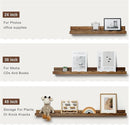 Fun Memories Picture Ledge Shelf for Wall, 24 inch Pine Wood Nursery Book Shelves Set of 2- Wall Book Shelves for Kids Room, Home Decor - Kitchen Spice-Carbonized by TinyTreasures Baby Boutique
