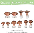 Glasseam Mushroom Plant Propagation Stations: Amber Glass Terrarium Jar Set of 10 Cute Planters for Indoor Plants Mini Propagate Station Unique Christmas Birthday Gifts for Women Home Office Decor by GreenHaven Gardens