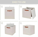 HNZIGE Foldable Storage Cubes Bins for Organizing, Set of 4, Fabric Cube Canvas Storage Bins 11 x11, Collapsible Bins for Organization with Handles for Shelf Nursery(Beige) by CozyNest Decor