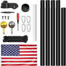 20FT Sectional Super Thick Flag Pole Kit, Heavy Duty 13 Gauge Aluminum in Ground Flagpole with 3x5 American Flag for Residential or Commercial, Black by GreenHaven Gardens
