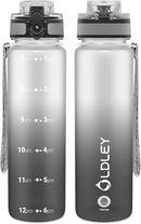 OLDLEY 32 oz Water Bottle, Motivational Water Bottle with Time Marker, Sports Water Bottle With Strap, Leakproof & BPA Free Large Water Bottles for School, Gym, Travel, Outdoor, Tritan,White&Black by CozyNest Decor