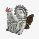 Garden Fairy Outdoor Solar Decor, Resin Ornaments for Patio Lawn Yard Porch, Playful Garden Flower Fairy Statues for Outside Angel Gifts, 7.91 Inches Tall by GreenHaven Gardens