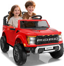 24V Ride on Car Licensed Ford F-150 Raptor, Kids Electric Car with Remote Control, LED Light/Music/MP3, Truck Bed Storage, 3-Point Seat Belt (24V, Red) by TinyTreasures Baby Boutique
