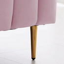 Livinia Twin Size Elton Velvet Platform Bed, Upholstered Bed Frame with Vertical Channel Tufted Headboard Footboard, Strong Wood Slats, No Box Spring Needed, Pink (Twin) by CozyNest Decor