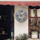 Unique Moving Gear Large Wall Clock - Battery Powered. Retro Industrial Steampunk Country Farmhouse Decor for The Living Room Kitchen Bars cafes and Offices (Blue/Metal/Round) by CozyNest Decor