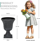 22" Large Urn Planters for Outdoor Plants, Set of 2 Plastic Flower Pot with Handmade Washed Black Finish, Weather-Resistant for Porch, Garden, Patio or Indoor Use by CozyNest Decor