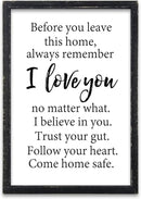 Before You Leave This Home Sign Wall Decor 16x11 Inch I Love You Inspirational Entryway Wood Framed Wall Hang Art (Black) by CozyNest Decor