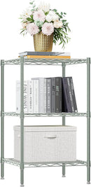 750 lbs 3-Shelf Storage Shelves Wire Shelving Unit Standing Metal Rack for Small Places Narrow Wire Rack for Bathroom, Green 13.8 D x 13.8" W x 25.5" H by CozyNest Decor