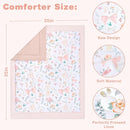 GFU Crib Bedding Set for Girls 4-Piece, Bow Baby Girl Crib Bedding Set Pink Flowes, Nursery Sets Includes Comforter, Fitted Crib Sheet, Crib Skirt, and Diaper Stacker by TinyTreasures Baby Boutique