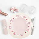 Whaline 4Pcs Round Placemats White Pink Bow Embroidered Place Mats Coquette Bowknot Heart Dinner Table Mats for Home Wedding Baby Shower Birthday Party Decor by CozyNest Decor