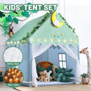 Wilwolfer Kid Tent with Mat, Star Lights - Kids Play Tents for Toddlers Kids Tents Indoor Playhouse - Princess Tent for Girls Toy House Gift (Green with Mesh) by TinyTreasures Baby Boutique