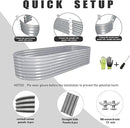 1 Pack 8x3x2FT Galvanized Raised Garden Bed Kit Oval Metal Ground Planter Box Outdoor Bottomless Planter Raised Beds for Vegetables Flowers Herbs Fruits, Gray by CozyNest Decor