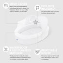 Premium Portable Baby Lounger Nest – Foldable Travel Bassinet for Newborn & Infant with Mesh Canopy, 2 Toys, Waterproof Mattress & Removable Cover – White by TinyTreasures Baby Boutique