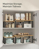 SONGMICS Cabinet Organizer Shelf, Set of 2 Kitchen Counter Shelves, Kitchen Storage, Spice Rack, Stackable, Expandable, Metal and Engineered Wood, Ink Black and Natural Beige UKCS200B01 by CozyNest Decor