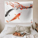 Houselerax Japanese Koi Fish Tapestry, Cherry Blossoms Asian Oriental Flower Branch Koi Fish Carp Tapestries Wall Hanging for Bedroom Living Room Office Decor 80"x60" by CozyNest Decor