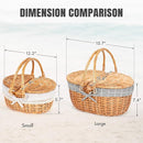 Happypicnic Wicker Picnic Basket with Handle, 15" Large Empty Picnic Basket with Lid & Removable Liner, Vintage Hand Woven Basket for Picnics, Camping, Veg Picking, Mother's Day, Thanksgiving (Check) by GreenHaven Gardens