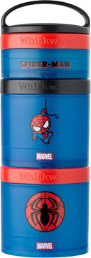 Whiskware Marvel Stackable Snack Containers for Babies, Kids, and Toddlers, 3 Stackable Snack Cups for School or Travel, Formula Friendly, Cupholder Friendly, Spider-Man by TinyTreasures Baby Boutique