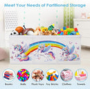 Large Toy Box Chest Organizer with Flip Lid for Kids, Collapsible Oxford Toy Storage Box with Handles for Boys Girls, Sturdy Waterproof Storage Organizer for Bedroom Playroom Nursery, 37.7×12.5×15.7'' by TinyTreasures Baby Boutique