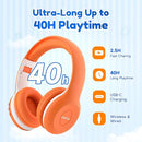 EarFun K2 Kids Bluetooth Headphones, Kids Headphones with Volume Limited, 40H Playtime, Built-in Mic, Stereo Sound, Foldable Over-Ear Headphone for School/Travel/iPad/Tablet, Orange by TinyTreasures Baby Boutique