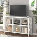 FATORRI 6 Cube Storage Organizer with Shelf, Long Wood and Metal Cubby Bookcase, Industrial Horizontal Bookshelf (White Oak, 47 Inch) by CozyNest Decor