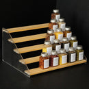 nianfeng Tiered Spice Rack, 5-Tier Spice Pantry Kitchen Cabinet Organizer, 16-Inch, Natural Wood Acrylic Stair Riser Stand, Countertop Seasoning Shelf by CozyNest Decor