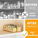 SpaceAid Bamboo Pull Out Spice Rack Organizer for Cabinet, Heavy Duty Slide Out Seasoning Kitchen Pantry Sliding Vertical Organization, 7.3" Wide, 2 Drawers(3" Wide), 1-Tier, Natural by CozyNest Decor