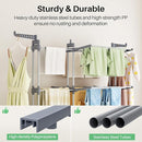 Kitstorack Clothes Drying Rack - Foldable Movable Clothes Rack Drying 30.0" W to 59.0" W Extensible Drying Rack Clothing Oversized 4-Tier Stainless Steel Large Clothes Rack Drying Indoor and Outdoor by TinyTreasures Baby Boutique