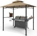 COOSHADE 8'x 5' Grill Gazebo Double Tiered Outdoor BBQ Gazebo Canopy with LED Light (Khaki) by GreenHaven Gardens